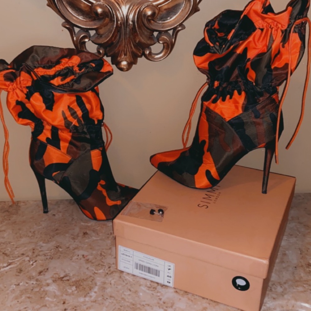 Simmi London Green Camo Stiletto Boots